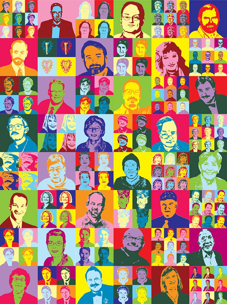 COllage of hundreds of illustrations each reduced to three colors.