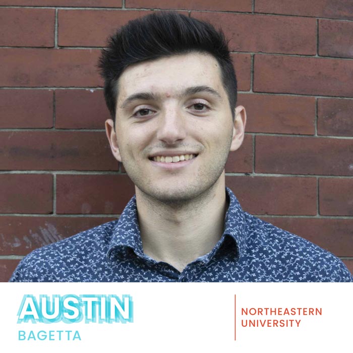 Headshot of Austin Bagetta with branded text