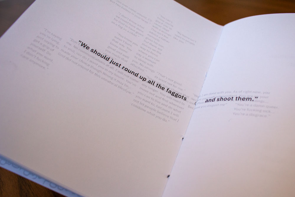 Book spread about hateful speech
