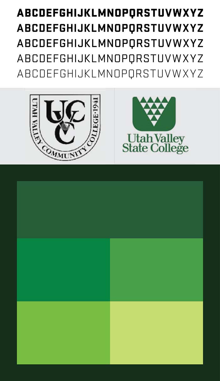 Green colors, an industrial font, and two previous institution logos