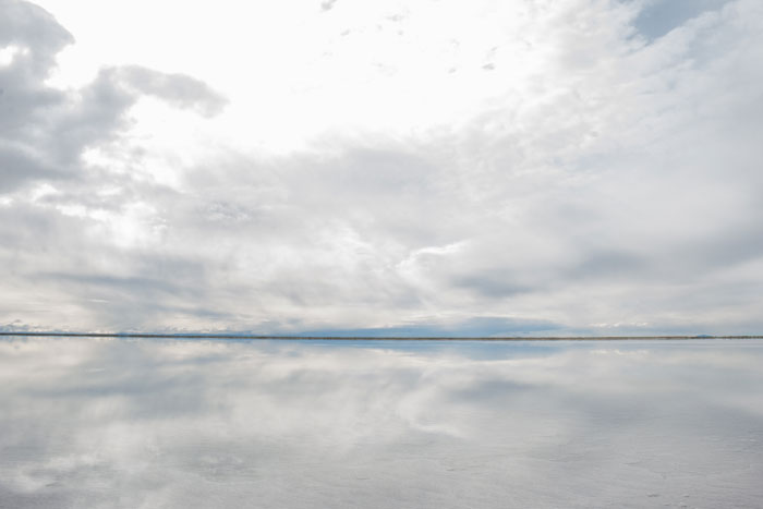 The horizon at the Bonneville Salt Flats in northwestern Utah